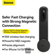 Baseus C02 Pro Series Magnetic Wireless Charging Car Mount Cluster Black