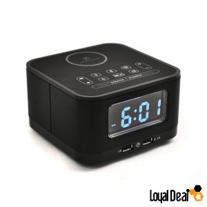 Homtime Alarm Clock with Bluetooth Speaker System and Wireless Charging Function HS1-PD - Black
